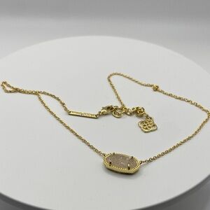 Kendra Scott Gold Necklace with Cream Oval Pendant